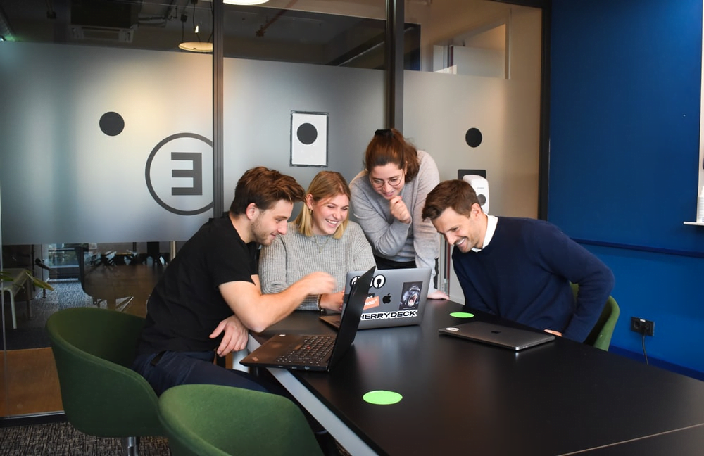 Teammates working on a project