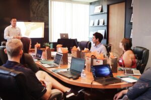 Teammates working on a project