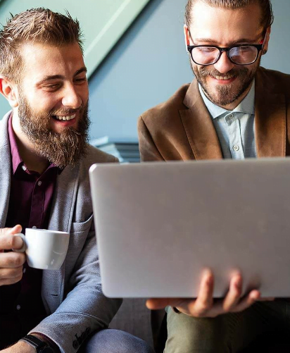 : Two Men Discussing SEO Marketing