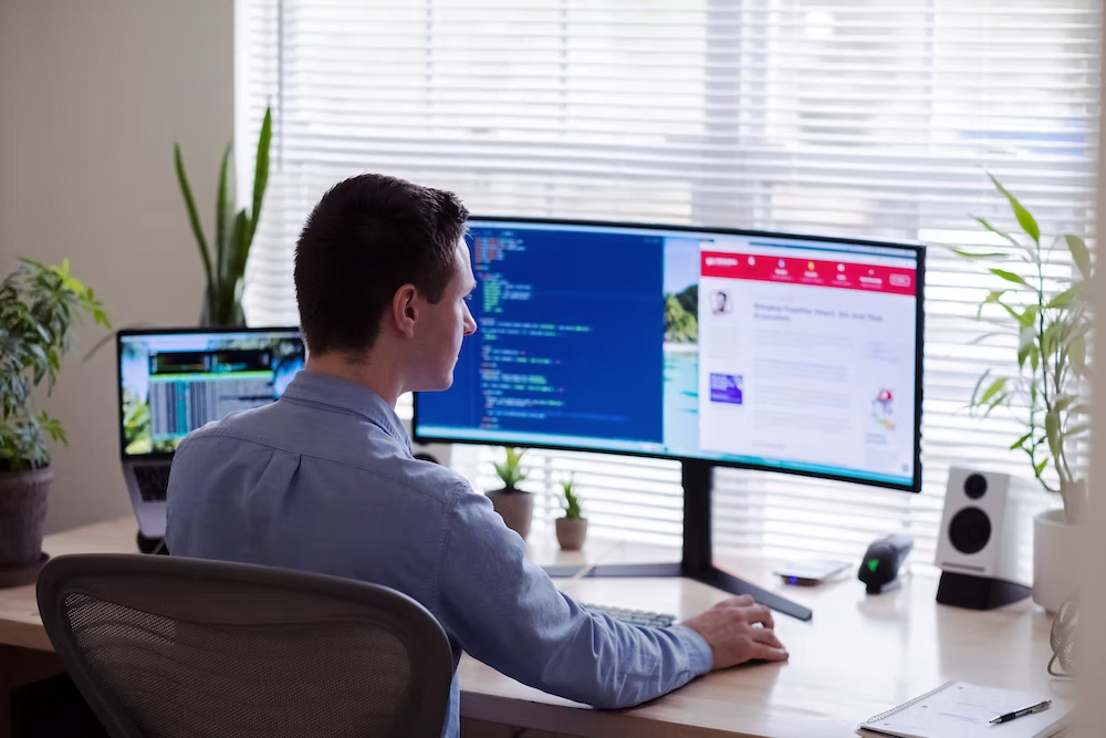 A web designer creating landing pages