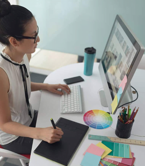 Employees working in her office