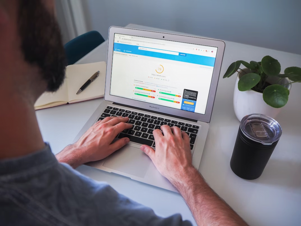 A marketer performing competitive SEO analysis