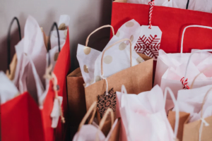 Various holiday gifts wrapped properly