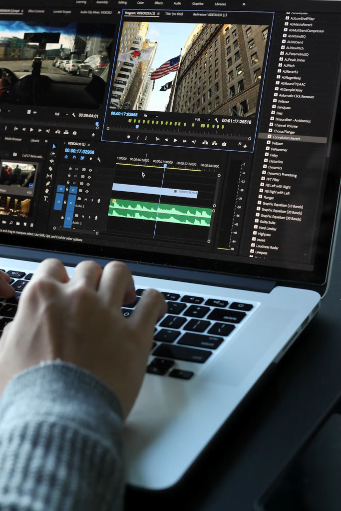 A content creator editing a video