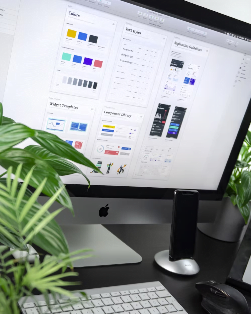 A website designer’s workspace
