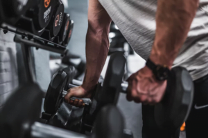 A man using dumbbells