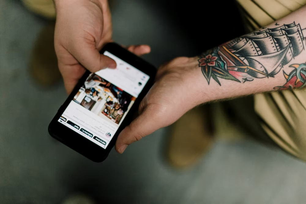 A person browsing on a mobile phone
