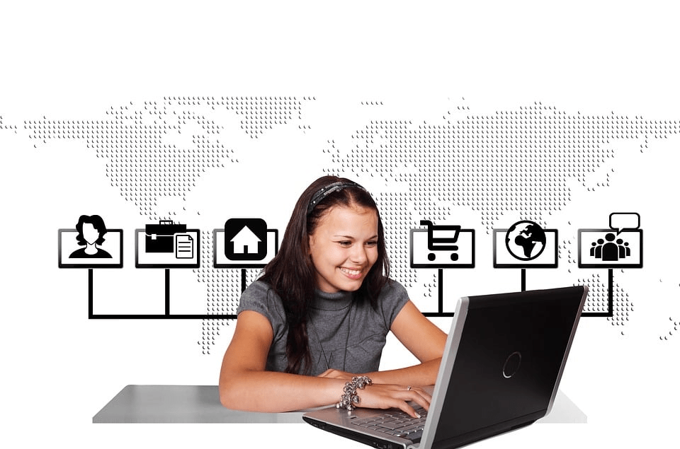 illustration of a woman searching on Google