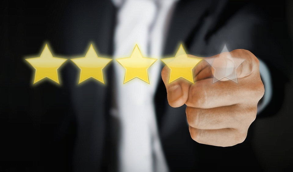 Client giving review stars online