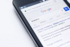 Google’s search results page opened on a smartphone