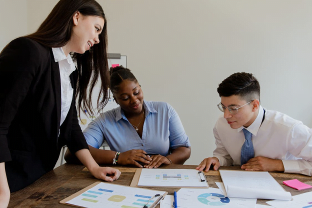 Experts at the white-label marketing agency in a meeting with an agency owner