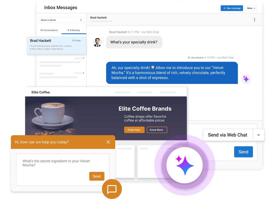 AI-Assisted Web Chat Let your clients turn website visits into real conversations—without lifting a finger.